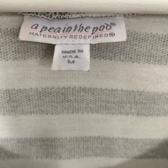 A Pea In The Pod Maternity Stripe Tee Grey Medium - Picture 2 of 7